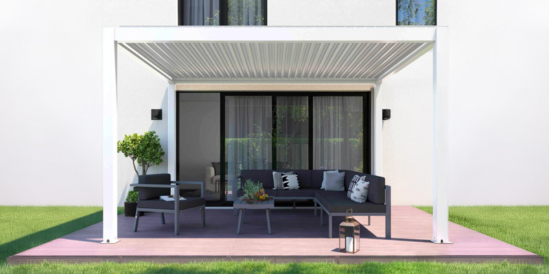 Pergola bioclimatique autoportée 4x3m avec système motorisé